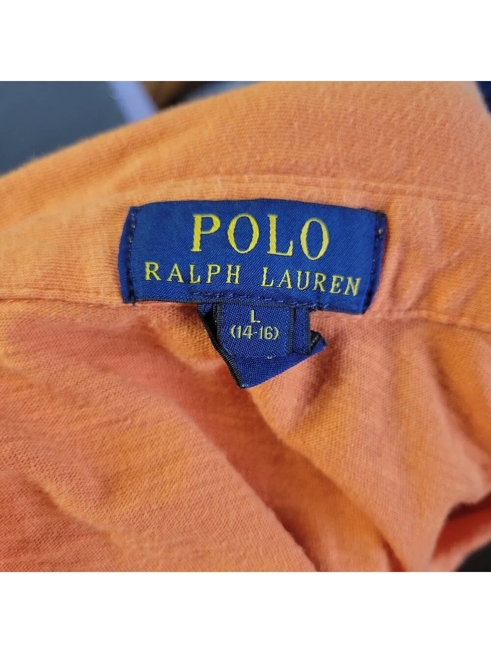 Ralph Lauren Polo Shirt Boys Sz Large Orange U.S.R.L Short Sleeve Youth